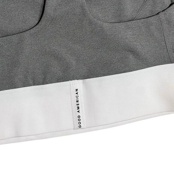 Good American Bra WMNS‎ XS Core Racer Sports Heather Grey White Elastic Band 0 - Picture 7 of 10